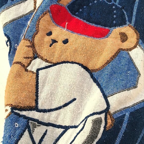 VTG Rare Chicago Cubs MLB Baseball Bear Blanket - Picture 1 of 4